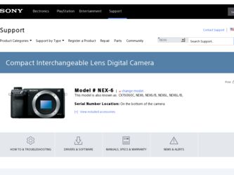 NEX-6 driver download page on the Sony site