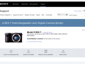 NEX-7K driver download page on the Sony site