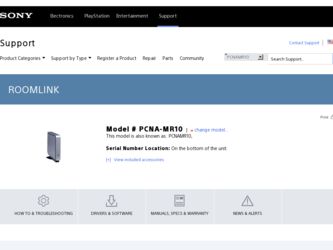 PCNA-MR10 driver download page on the Sony site