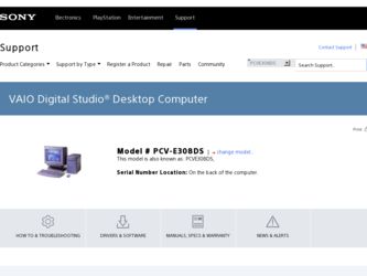 PCV-E308DS driver download page on the Sony site
