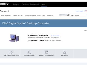 PCV-E314DS driver download page on the Sony site