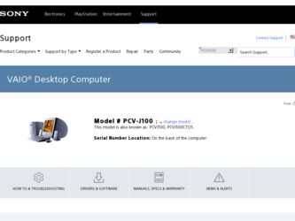 PCV-J100 driver download page on the Sony site