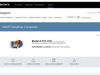 PCV-J120 driver download page on the Sony site
