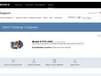 PCV-J200 driver download page on the Sony site