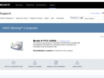 PCV-LX900 driver download page on the Sony site