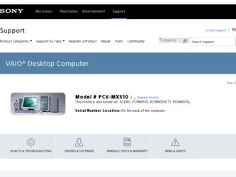 PCV-MXS10 driver download page on the Sony site