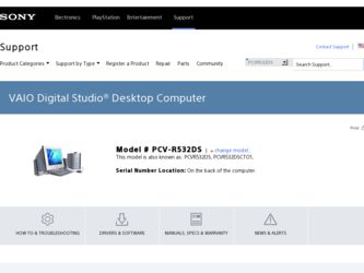 PCV-R532DS driver download page on the Sony site