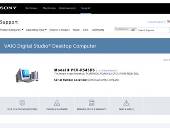 PCV-R545DS driver download page on the Sony site