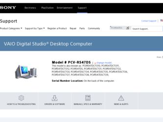 PCV-R547DS driver download page on the Sony site