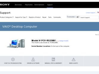PCV-RS25MV driver download page on the Sony site