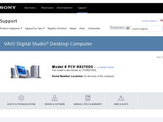 PCV-RX270DS driver download page on the Sony site