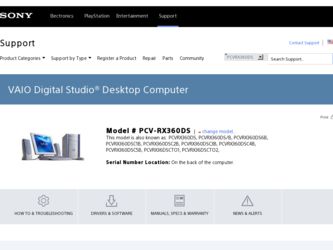 PCV-RX360DS driver download page on the Sony site