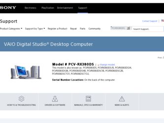 PCV-RX380DS driver download page on the Sony site