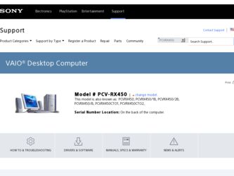 PCV-RX450 driver download page on the Sony site