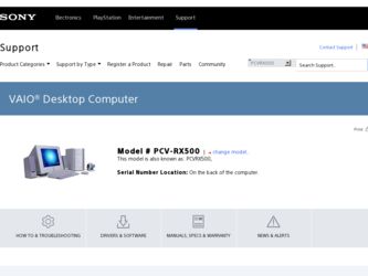 PCV-RX500 driver download page on the Sony site