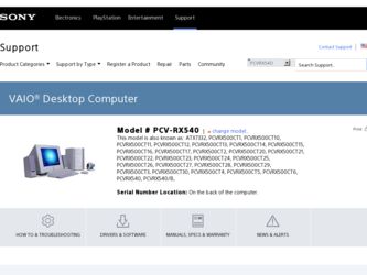 PCV-RX540 driver download page on the Sony site