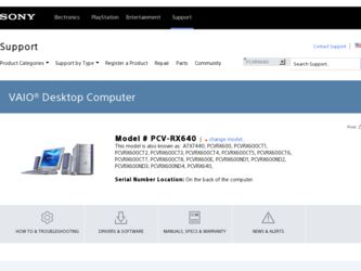 PCV-RX640 driver download page on the Sony site