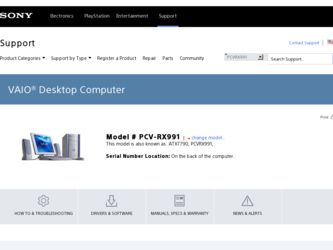 PCV-RX991 driver download page on the Sony site