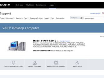 PCV-RZ10C driver download page on the Sony site