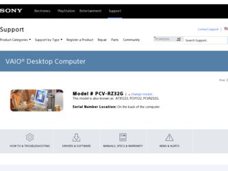 PCV-RZ32G driver download page on the Sony site