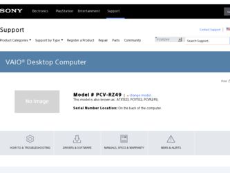 PCV-RZ49 driver download page on the Sony site