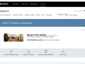 PCV-RZ49Y driver download page on the Sony site