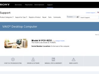 PCV-RZ51 driver download page on the Sony site