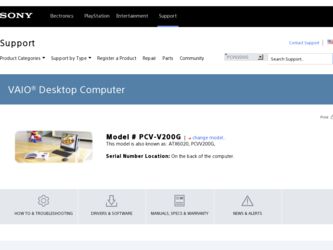 PCV-V200G driver download page on the Sony site