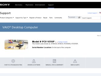 PCV-V310P driver download page on the Sony site