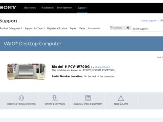PCV-W700G driver download page on the Sony site