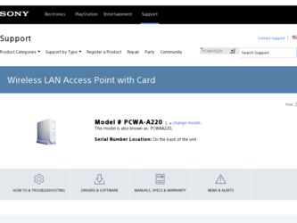 PCWA-A220 driver download page on the Sony site