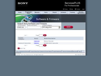 PMW100 driver download page on the Sony site