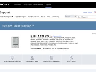 PRS-300 driver download page on the Sony site