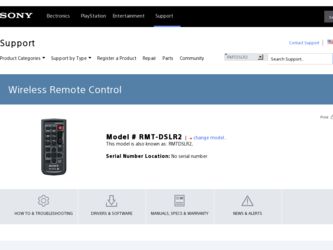 RMT-DSLR2 driver download page on the Sony site