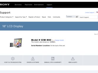 SDM-N80 driver download page on the Sony site