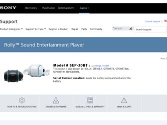 SEP-30BTBLK driver download page on the Sony site