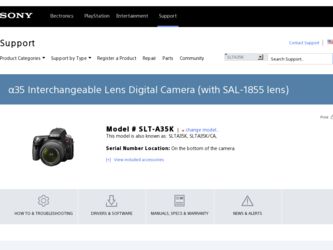 SLT-A35K driver download page on the Sony site