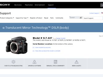 SLT-A37 driver download page on the Sony site
