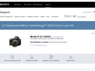 SLT-A55VL driver download page on the Sony site