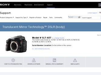 SLT-A57 driver download page on the Sony site
