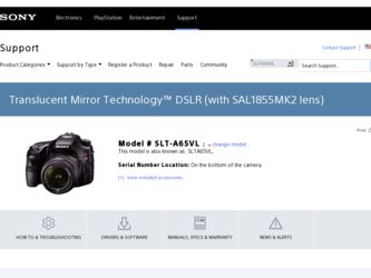 SLT-A65VL driver download page on the Sony site