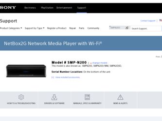 SMPN200 driver download page on the Sony site