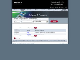 SRR1 driver download page on the Sony site