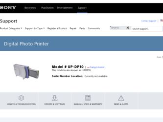 UP-DP10 driver download page on the Sony site