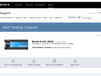 VGC-RB30 driver download page on the Sony site