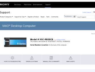 VGC-RB39CB driver download page on the Sony site