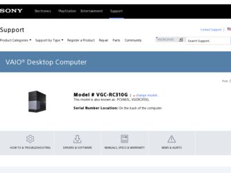 VGC-RC310G driver download page on the Sony site