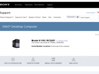 VGC-RC320P driver download page on the Sony site