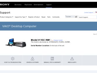 VGC-RM1 driver download page on the Sony site