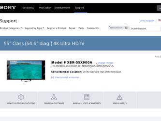XBR-55X900A driver download page on the Sony site